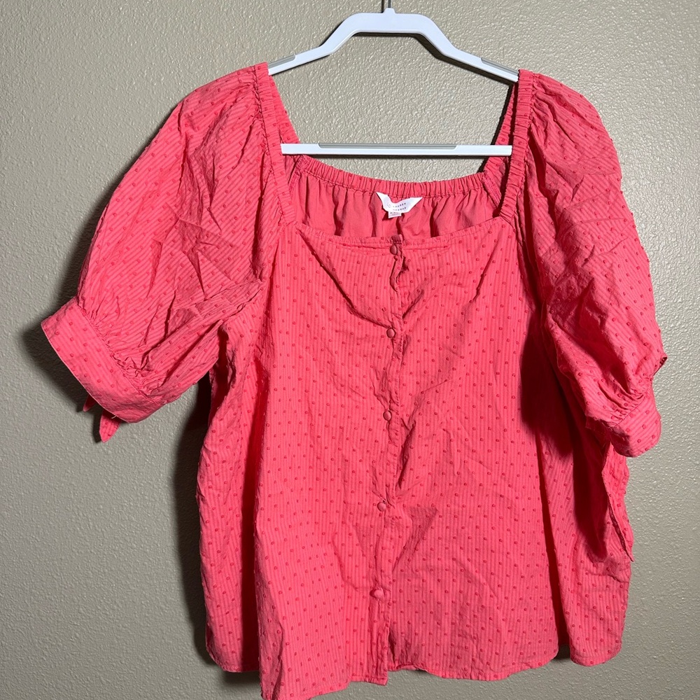 LC Lauren Conrad Pink Textured Blouse
